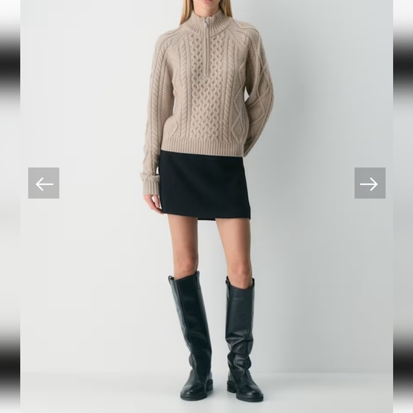 Aritzia Heritage Knit Merino Wool 1/4 Zip Sweater Casual Size Med - Picture 2 of 10